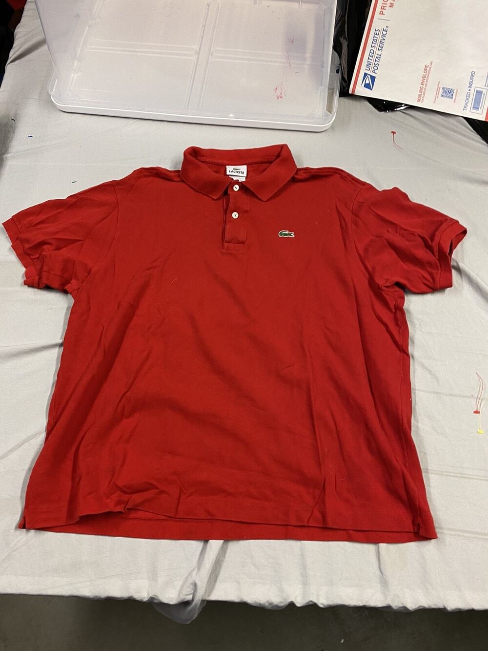 Lacoste Polo Shirt Mens Size 8 Red Short Sleeve Casual Cotton Crocodile Men